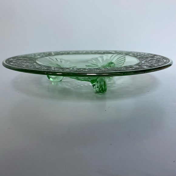 Depression Glass Footed Dish Etched Platter Plate 7” Candy Cookies Decor EUC - Picture 14 of 16